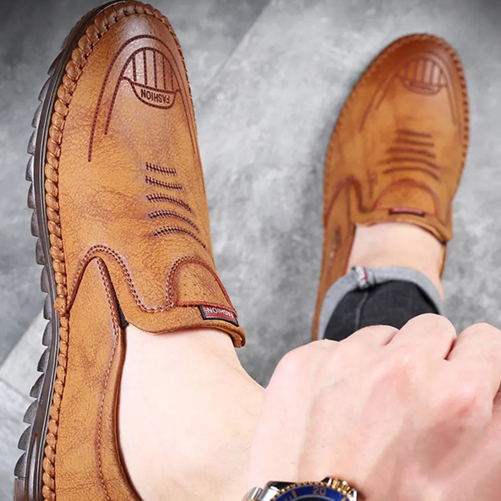 18894 Beige Casual Leather Shoes for Men Comfort