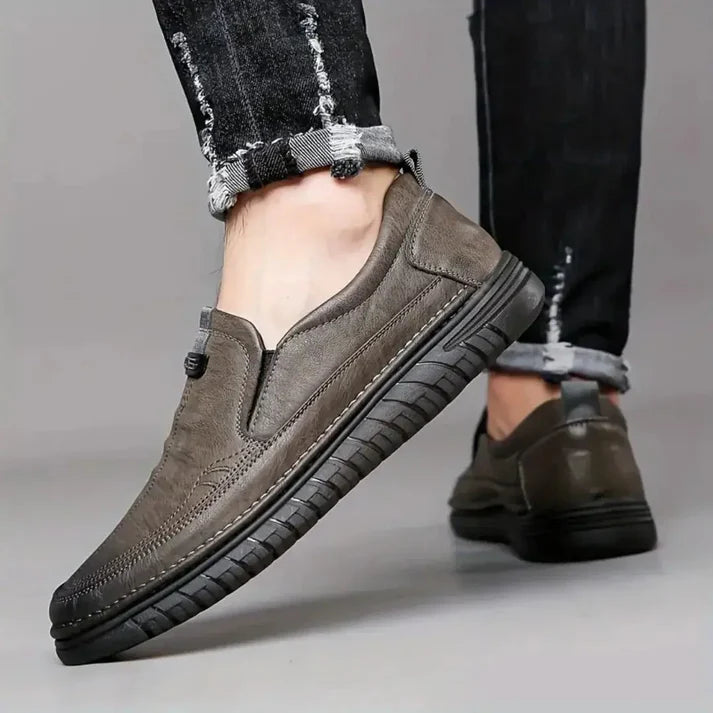 18894 Mens Brown Leather Slip On Shoes Casual Formal