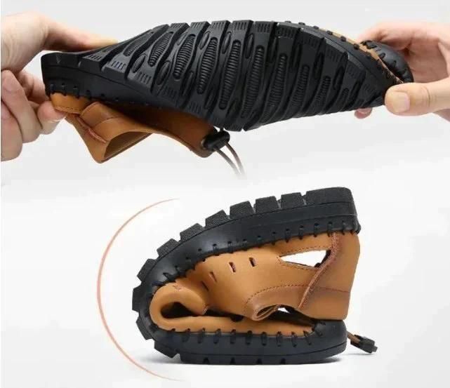 Flexible brown stylish slip on shoes for men showing sole and bendability for casual wear