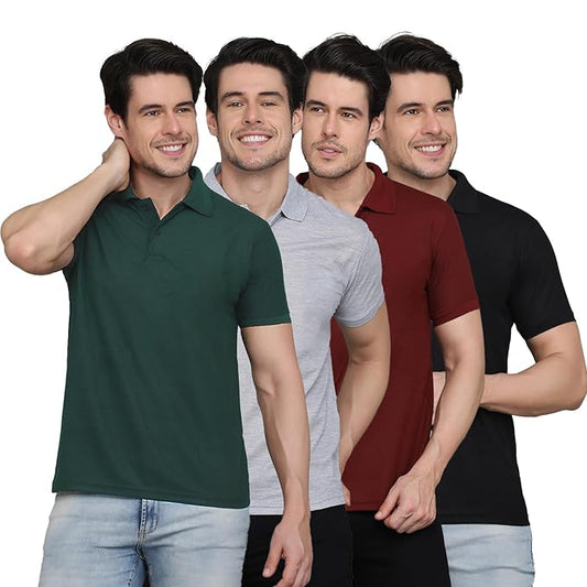 4 T-Shirt Combo For Men - Stylish Casual Polo Tees
