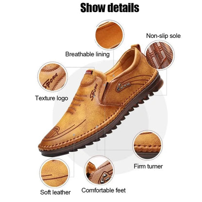 18894 Beige Casual Leather Shoes for Men Comfort