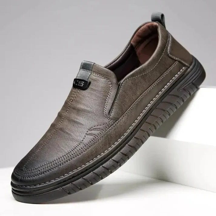 18894 Mens Brown Leather Slip On Shoes Casual Formal