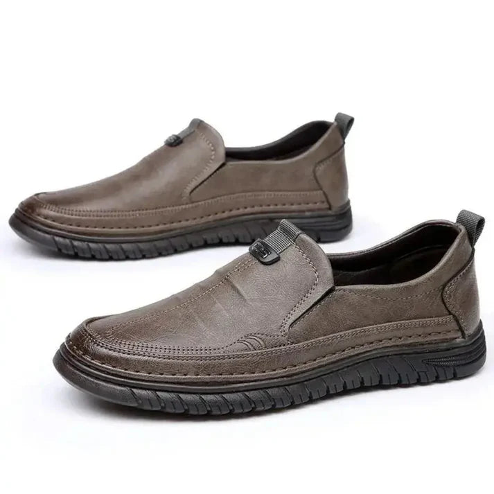18894 Mens Brown Leather Slip On Shoes Casual Formal