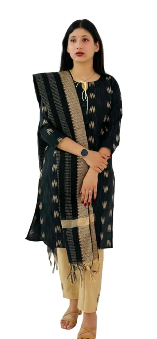 19671 Black Kurti Pant Dupatta Combo Women's Kurta Set