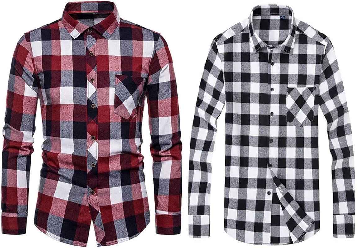 18626 Pack of 2 Cheked Shirts for Men - Stylish Fit