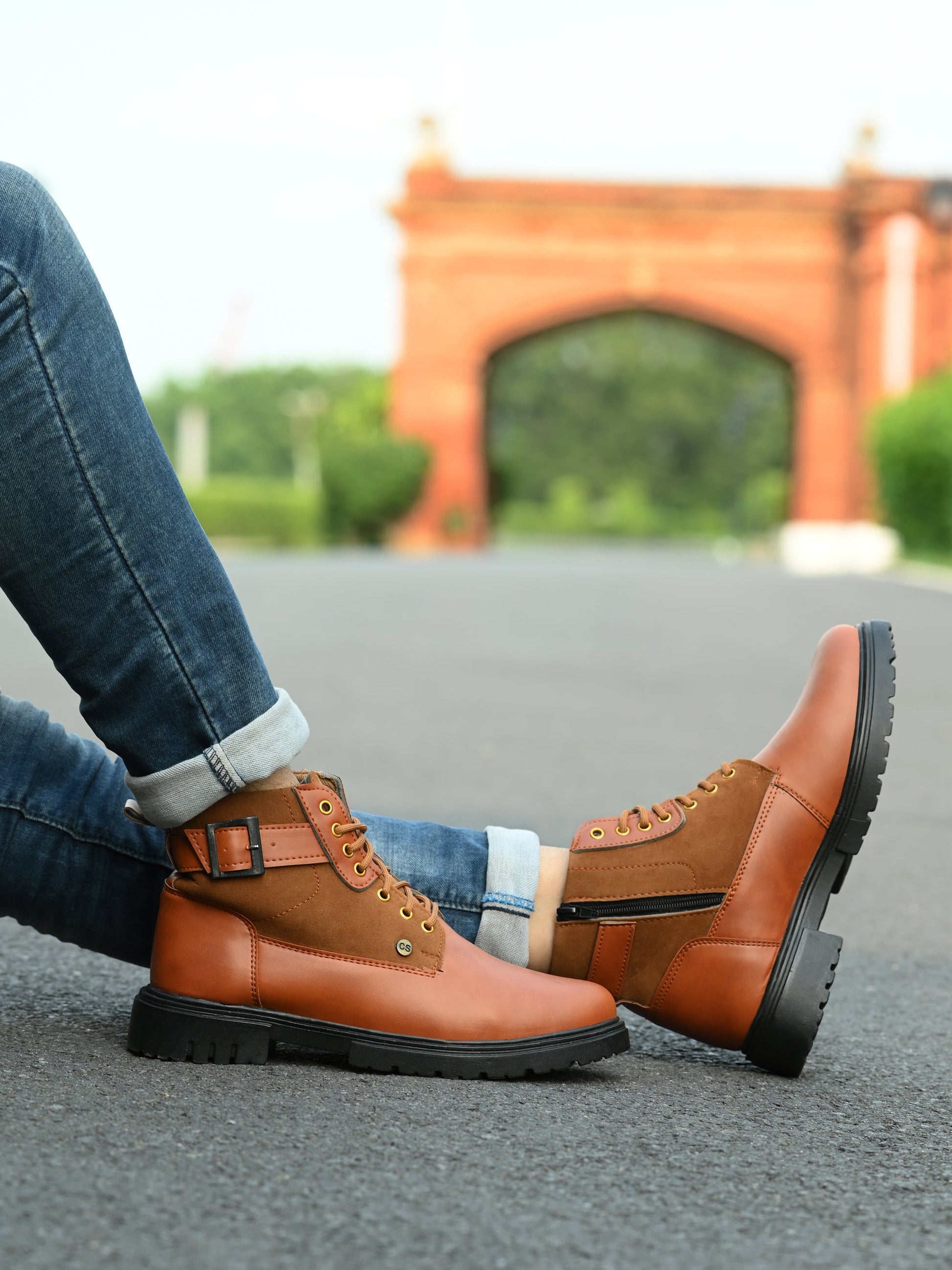 18894 Stylish Tan Leather Boots for Men Casual Shoes