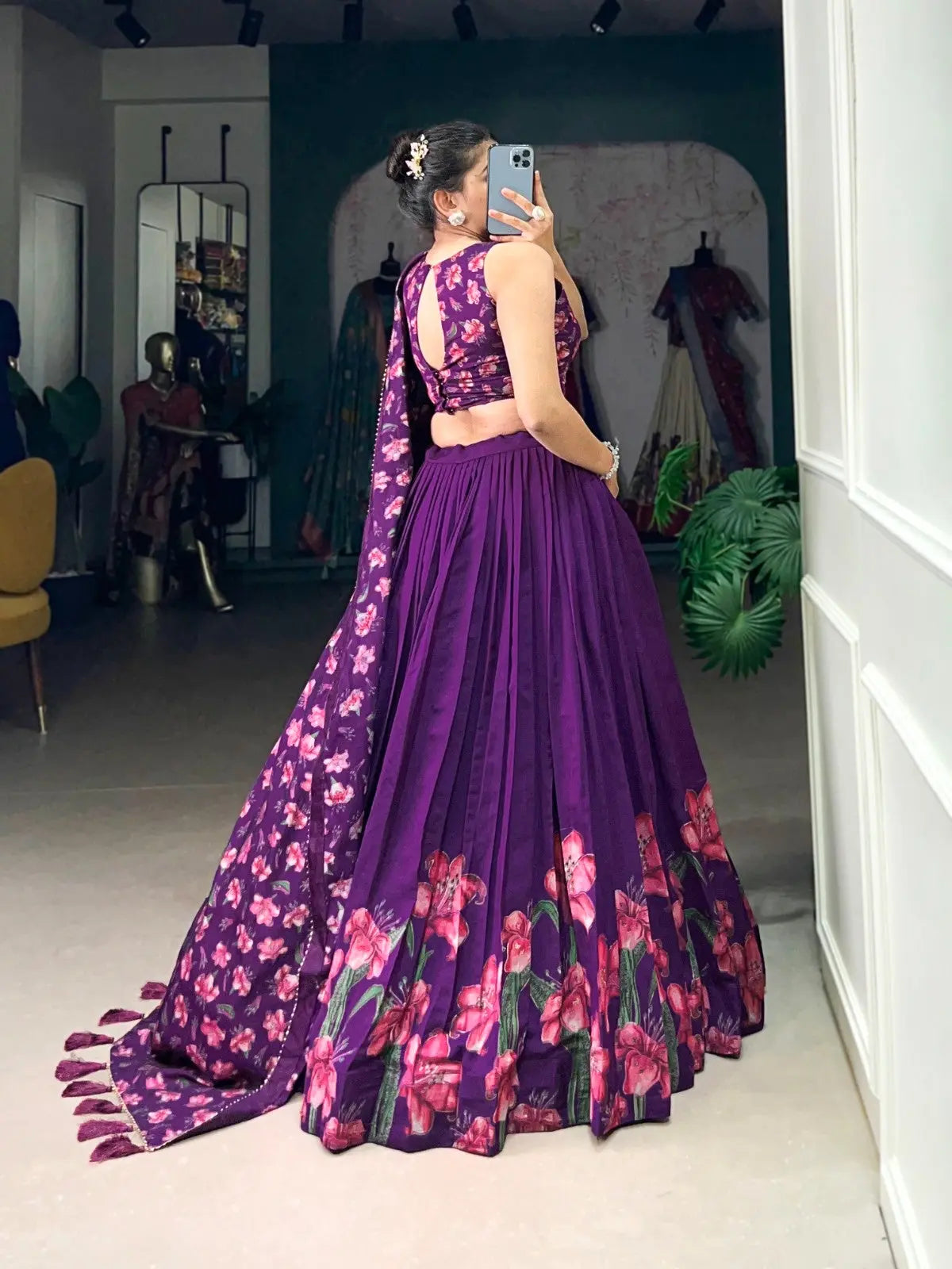 19231 Purple Floral Traditional Lehenga Choli for Women