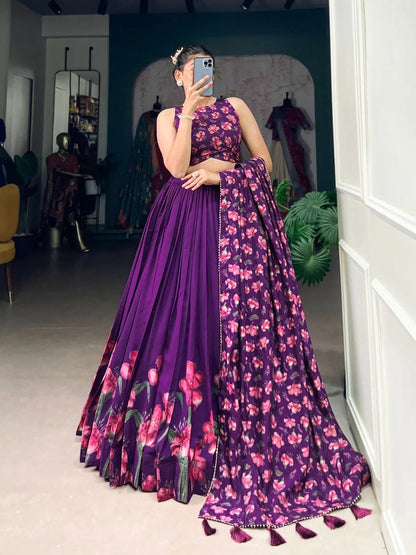 19231 Purple Floral Traditional Lehenga Choli for Women