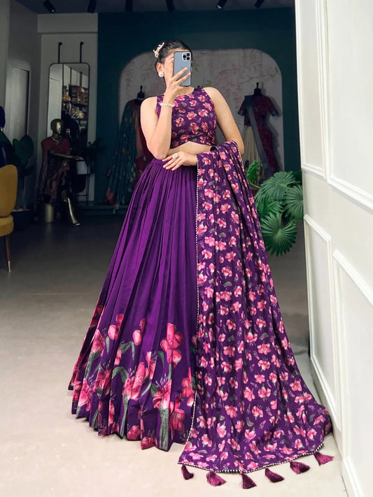 19231 Purple Floral Traditional Lehenga Choli for Women