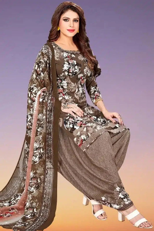 9444 Womens Crepe Printed Dress Material Unstitched Suit
